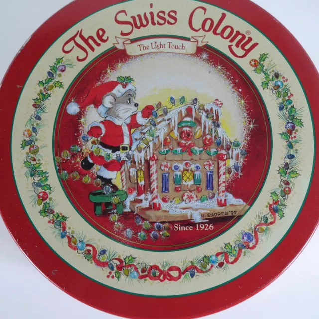 VINTAGE SWISS COLONY Christmas Tin Santa Mouse House Collectors