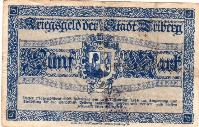 Triberg, Notgeld-Schein - 5 Mark - 1918