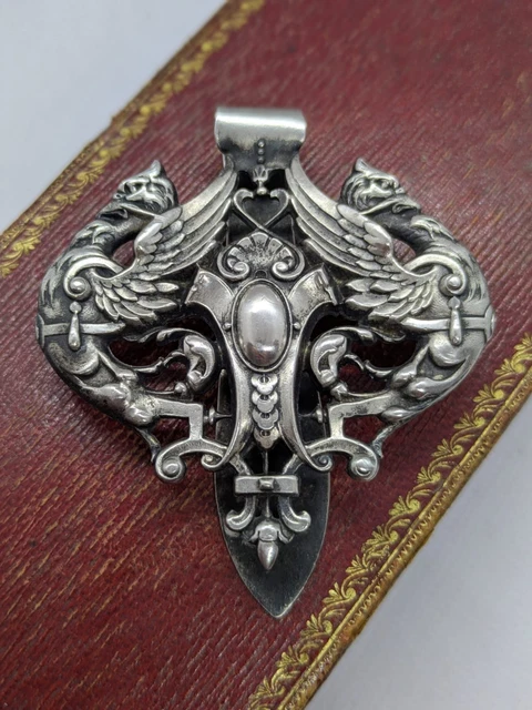 ANCIEN BIJOU CLAVET CHATELAINE OU PINCE A BILLET ARGENT DECOR OISEAUX - 19ème EUR 60,00 - PicClick FR