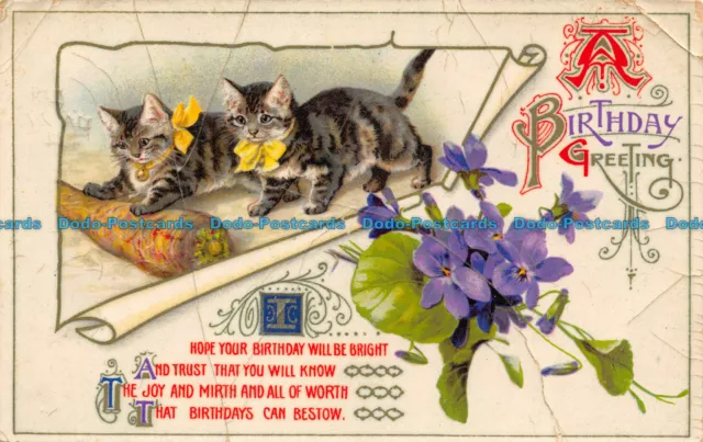 R122092 A Birthday Greeting. Kittens. Wildt and Kray. 1912