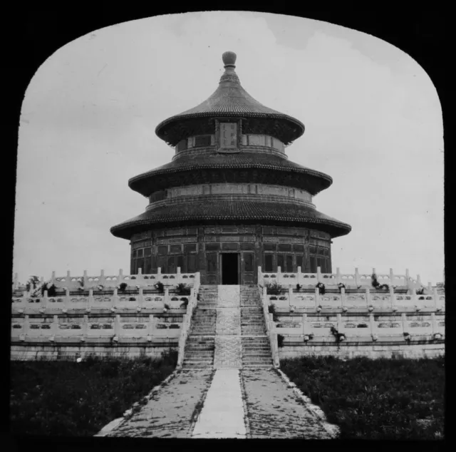 TEMPEL DES HIMMELS PEKING CHINA C1920 ANTIK magische Laterne Folie FOTO BEIJING
