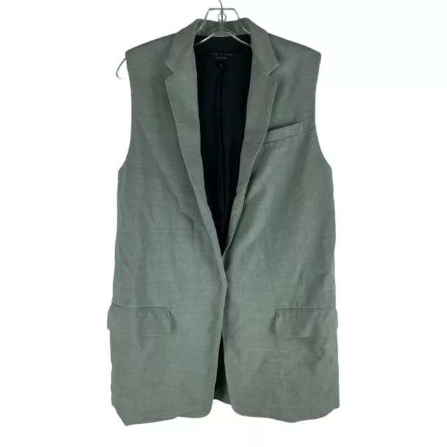 Rag & Bone Francois Wool Crepe Long Suit Vest Jacket Dove Gray  Women Size S 2
