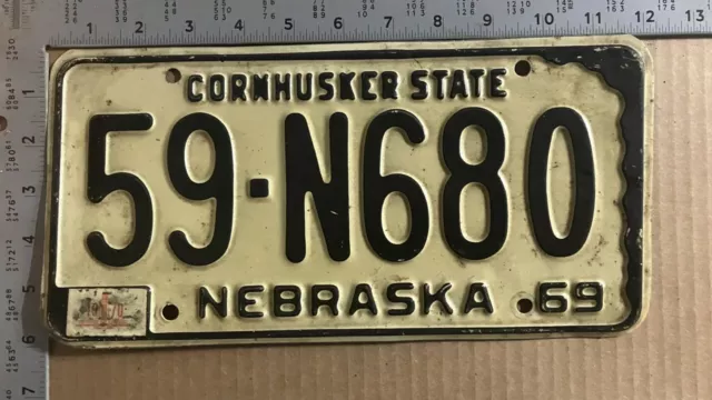 1969 Nebraska license plate 59-N 680 Sarpy Ford Chevy Dodge 11722