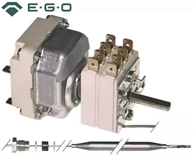 EGO 55.34635.010 Termostato 3-polig Sonda Ø 6x133mm 3NO 100-180°C 23mm Sopra