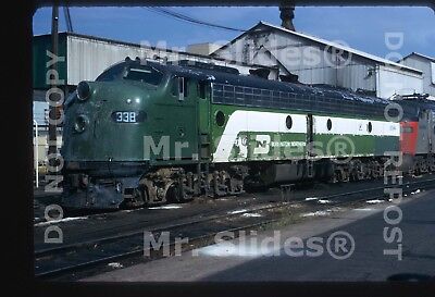 Original Slide BN Burlington Northern Amtrak # E8A 338 Chicago IL 1973