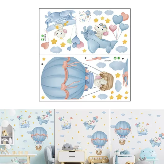 Lebendiges und fröhliches Heißluftballon Elefant Wandtattoo für Kinderzimmer
