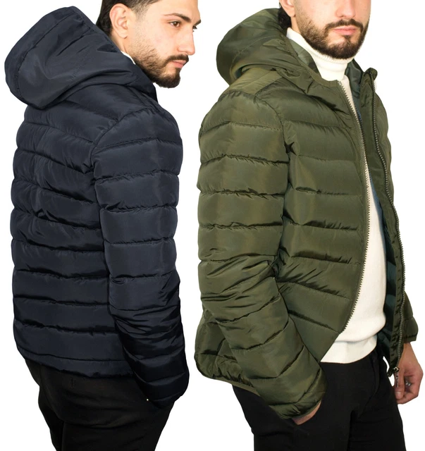 Giubbotto Uomo Piumino con Cappuccio Giubbino Invernale M L XL XXL XXXL Nero Blu 2