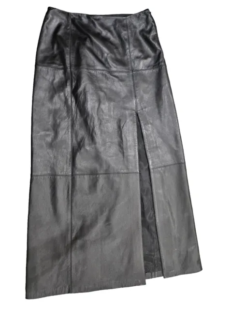 Linda Allard Ellen Tracy Genuine Leather long skirt Black Size 6