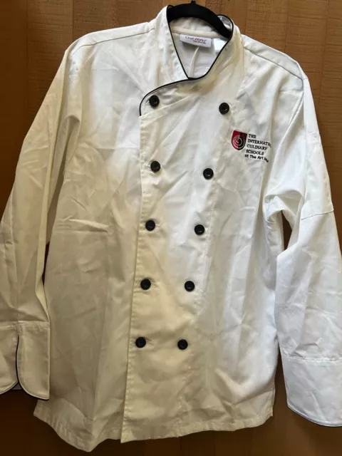 New Chef Works International Culinary Schools White Chef Coat Unisex small top