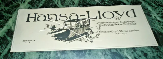 Alte Werbung Reklame Hansa-Lloyd Bremen Personenwagen um 1920