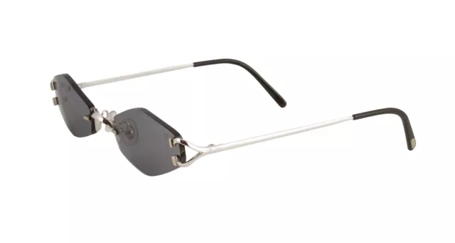 NEW CARTIER RIMLESS SUNGLASSES T8100359 PLATINUM FRAME GREY LENS