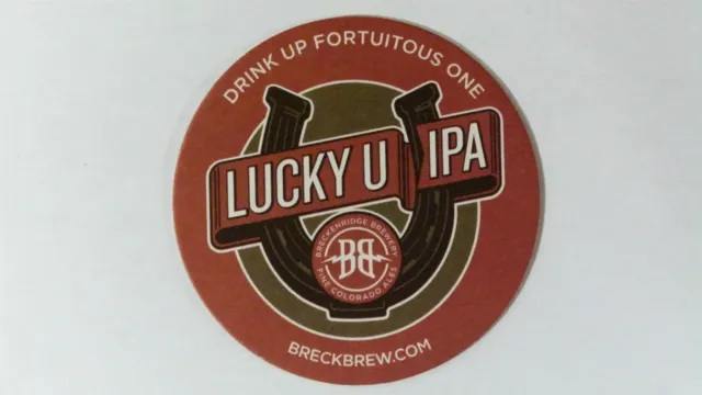 Lucky U IPA, Breckenridge Brewery Beer Coaster