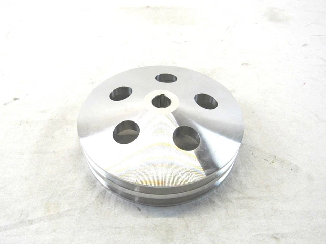 Aluminum V-Belt 2 Groove Bolt-On Keyway Power Steering Pulley Satin E43502
