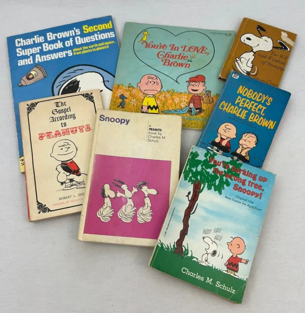 Lot of 7 Books Charles Schulz Peanuts Charlie Brown Snoopy 50’s 60’s 70’s