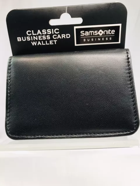 Samsonite Business Card Wallet Genuine Leather, 4-1/16" x 3" x 1/2", Black, NEW