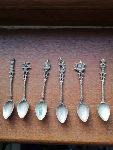 Job Lot Of 6 Beautiful Vintage Souvenir Tea/Sugar Spoons