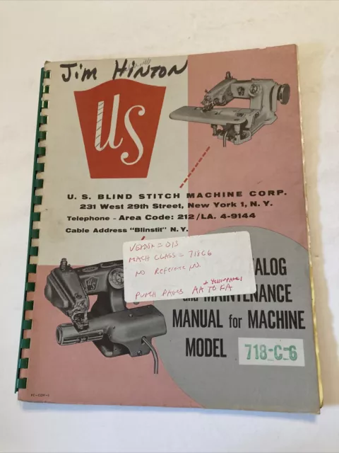 Catálogo de piezas de máquina de coser especial US Union manual de mantenimiento modelo 718 C 6