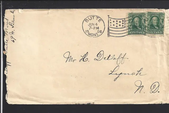 Butte,Montana 1906 Cover Flag Machine Cl, Silver Bow Co. 1894/Op.