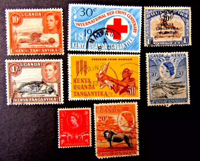 8 KENYA, UGANDA, TANGANYIKA STAMPS, KGVI, QEII, 1936 - 1960s, USED