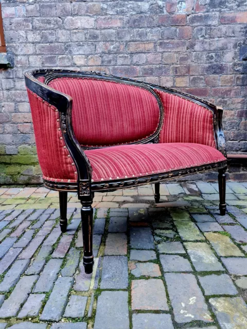 19th century ebonised aesthetic movement 2 seater sofa - window seat
