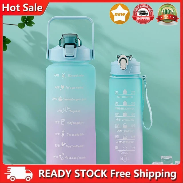2 pz bottiglia Frosted Gradient 2000 ml + bottiglia acqua fredda 900 ml (verde)