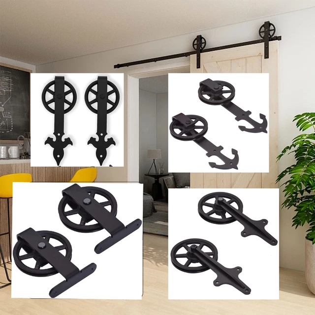 4FT-20FT Big Spoke Wheel Sliding Barn Door Hardware Kit for Single/Double Door