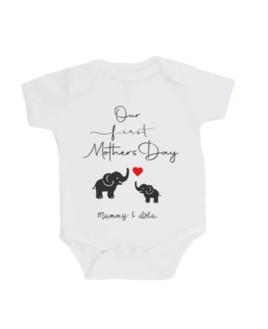 Personalised Mother's Day Baby Vest Mum Boy Girl Gift Bodysuit First Mummy Set