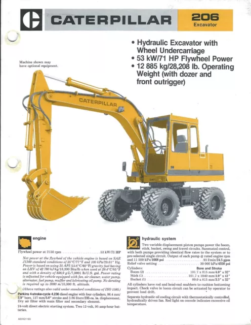 Equipment Brochure - Caterpillar - 206 - Wheel Excavator - c1986 (E4198)