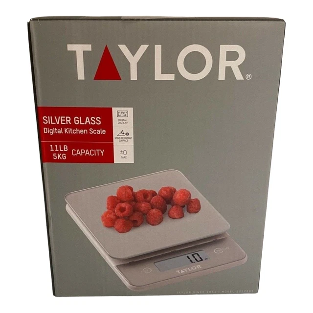 Digital Glass Top Food Scale Silver Color by Taylor Max Weight 11lb LCD Readout