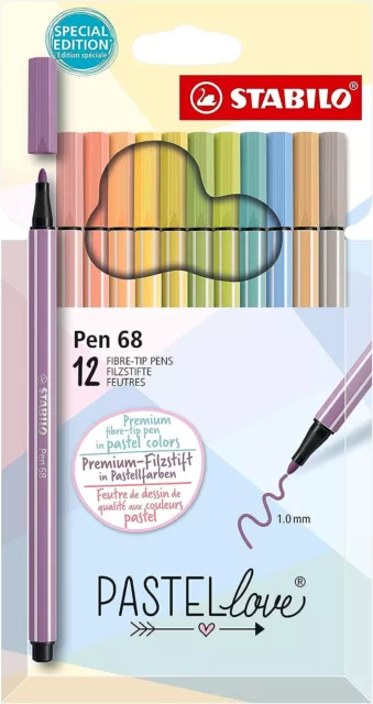 Premium-Filzstift - STABILO Pen 68 - Pastellove Set - 12er Pack - mit 12 ve ...