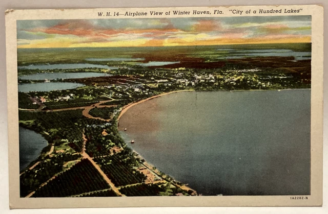 Airplane Aerial View of Winter Haven, Florida FL Vintage Postcard