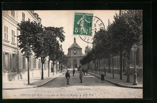 CPA Choisy-le-Roi, La Rue de Vitry et l´Eglise