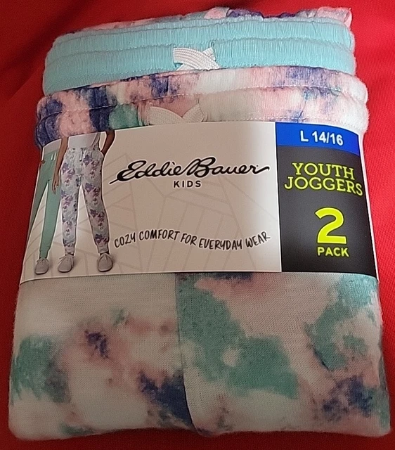 NEW Eddie Bauer Girls Youth  2 Joggers  1 Tie-dyed  1 Aqua size Medium 14/16