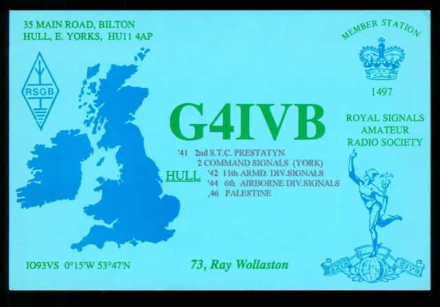 1 x QSL Card Radio UK RSARS 1497 G4IVB 1995 Hull Yorks ≠ T778
