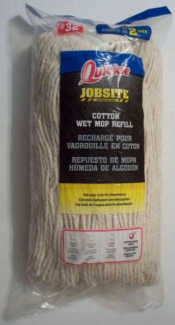 Quickie Jobsite #32 Cotton Wet Mop Refill 2 Pack-Extra Large-Combo Ship