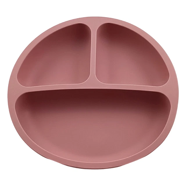 Cubiertos compartimentos de plato de alimentación para niños 3 rejillas plato de succión bebé