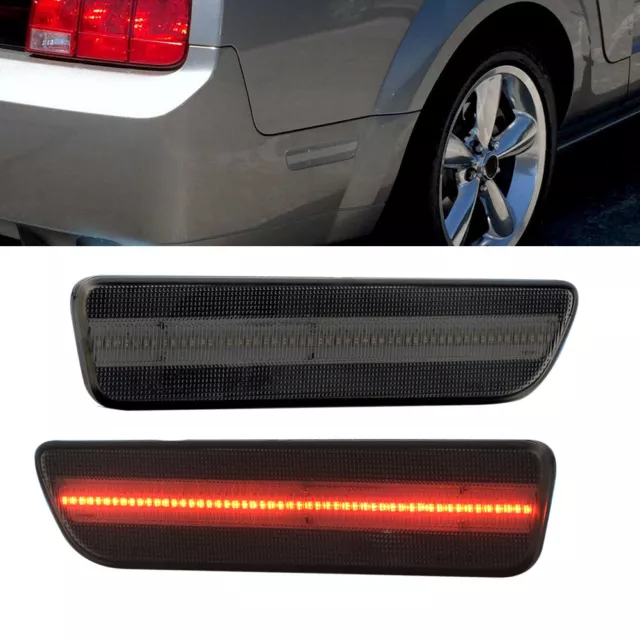 Rear Bumper Light Lamp Side Marker Indicator Fit For Ford Mustang Black Lens