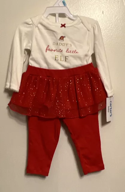 Carters Baby Girls Christmas Outfit Daddys Favorite Little Elf Size 6 Months NWT