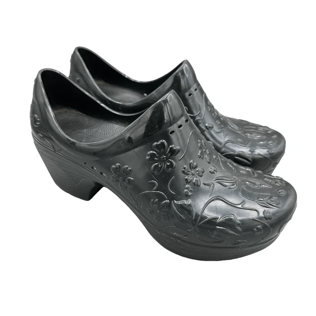 DANSKO | Slip resistant floral pixie black clogs women’s 36 professional rubber