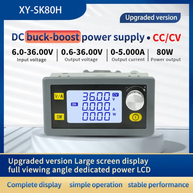 DC-DC Buck Boost Converter CC CV 0.6-36V 5A 80W Adjustable Power Supply Module