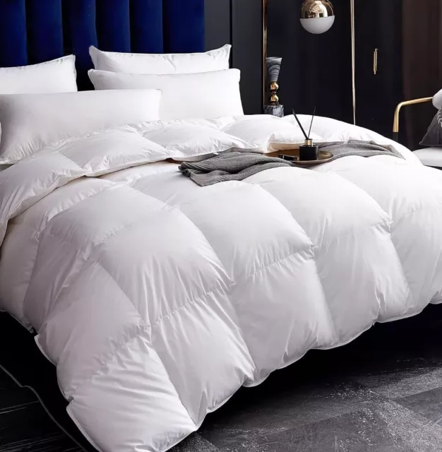 DWR Luxury King Goose Feathers Down Comforter, Ultra-Soft Egyptian Cotton Fabric