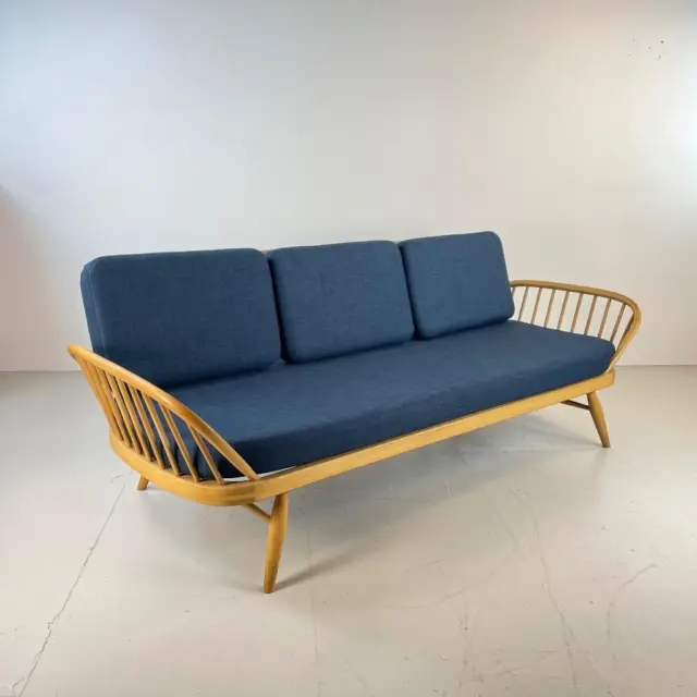 Retro Vintage Ercol Studio Couch Sofa Day Bed Refurb'd Blue  #4103