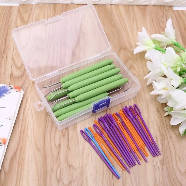 12 PCS KNITTING Crochet Loom Hook+24 Pcs Plastic Sewing Craft Projects