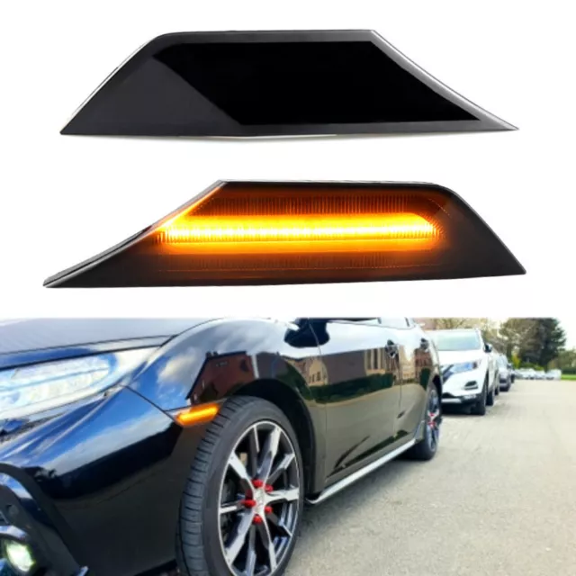 2x LED SEITENBLINKER schwarz für Honda Civic 2016 2017 2018 2019 2020 2021