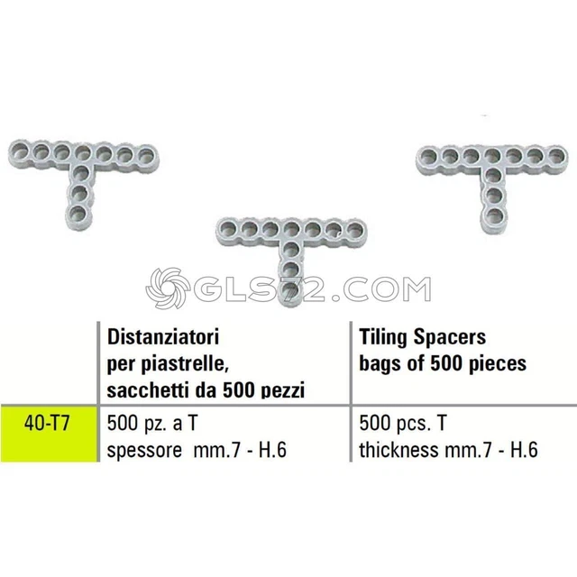 DISTANZIATORI A T PER PIASTRELLE SIGMA 40-T7 A SPESSORE  mm 7 - H. 6 SACCHETTI D
