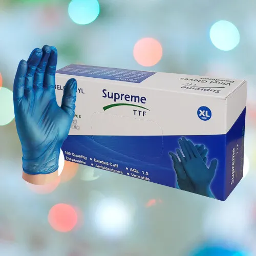 100 Disposable Blue Vinyl Gloves Powder Latex Free Work Strong Medical Surgical