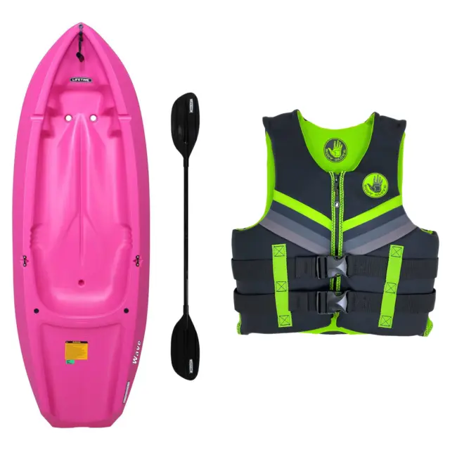 Lifetime Pink Wave Youth Kayak and Body Glove Life Jacket Bundle