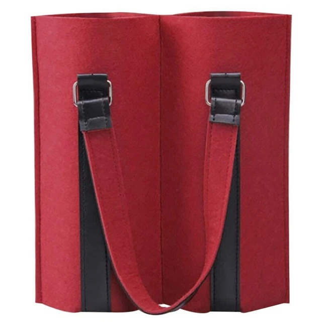 Bolsa de tela de vino tinto 2 bolsas de mano de vino portador fieltro bolsas de almacenamiento de regalo con Han F2E1