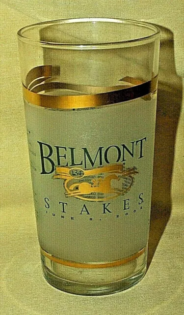 Belmont Stakes Glass Nyra 134 June 8 2002 Bar Barware Horse Racing Race Barware*