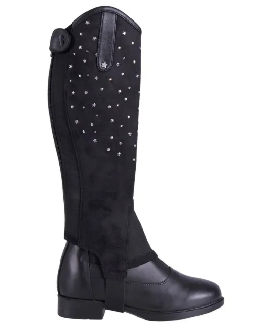 QHP Chaps Minichaps Star Junior schwarz Sterne Nieten Strass Reißverschluss